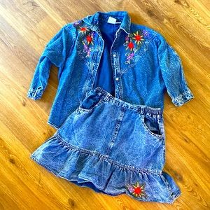 80s/90s Vintage Embroidered Denim Outfit ✨